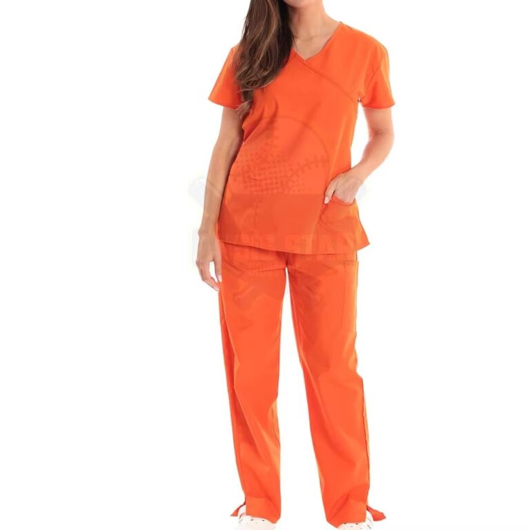 Medical Scrub Uniform Breathable Scrub Sets Custom Color & Logo 100% Polyester